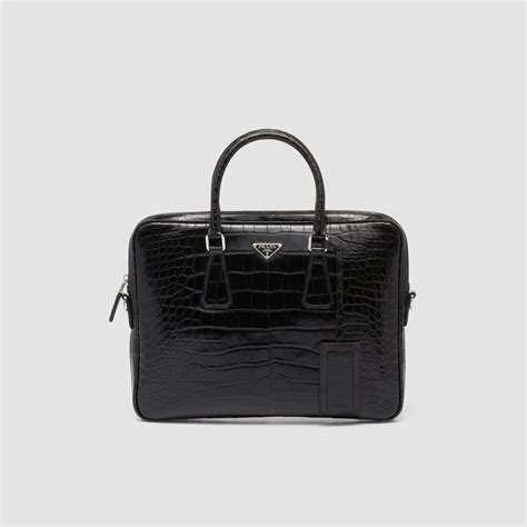 prada crocodile briefcase|prada purse with lion.